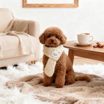 1pc Pet Scarf, Accessories For Small Dogs & Cats, Cute Cartoon Woolen Neckwear Gift