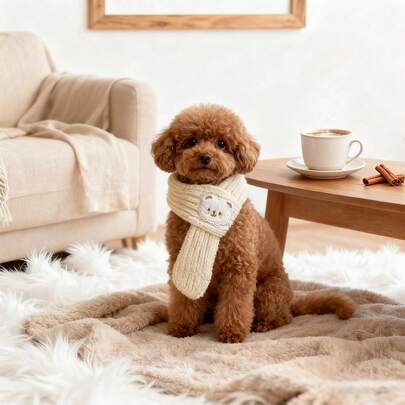 1pc Pet Scarf, Accessories For Small Dogs & Cats, Cute Cartoon Woolen Neckwear Gift