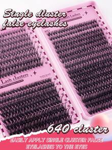 640/600/570/448 piezas Pestañas postizas con rizo D, alta capacidad adecuada para ojos gruesos y esponjosos, aspecto natural. Maquillaje de belleza, hazlo tú mismo en casa. Gran capacidad de libro de pestañas individuales para principiantes, artistas de maquillaje, pestañas postizas suaves y duraderas. Extensiones de pestañas segmentadas para maquillaje de ojos de zorro/gato