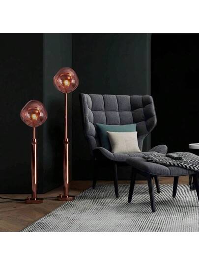 Alpinaluz "MAGAMA" er Vloer Lamp Adjustable Height, Metallic Magma Effect Acrylic Ball, E27, Rose Copper Finish view 6