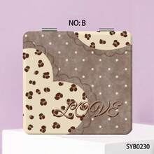 1 pezzo Specchio da trucco bifacciale, nuovo stile Ins con design a pois scintillanti, fiocco di perle, lettera inglese, cuore, pizzo floreale sexy, candela, farfalla di lusso colorata e brillante, specchio compatto portatile e pieghevole, strumento cosmetico, specchio a mano, specchio da tasca, specchio decorativo per casa, viaggio, matrimonio, festa, compleanno, regalo