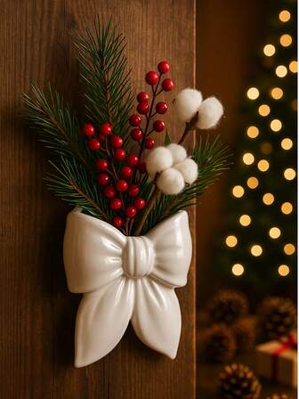 Wall Hanging Bowknot Flower Vase Decorative Holder For Living Room Bedroom