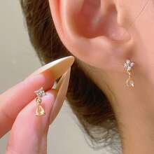 1 Pair Elegant Copper Zirconia Stone Devil's Eye Stud Earrings, Women's Earrings, Suitable For Daily, Party, Holiday Wear, Women's Jewelry