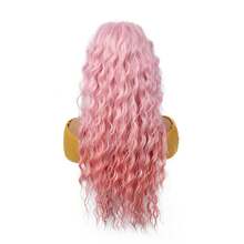 Long Curly Pink Gradient Wig With Middle Part For Women, Fully Synthetic Internet Celebrity Wig - S-1107-C - 查看 5