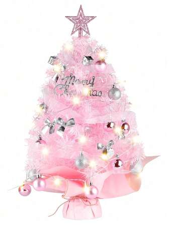 1PC-40CM Mini Christmas Tree With Lights Pink Small Christmas Tree Artificial Tabletop Xmas Decor Holiday Decoration For Home, Office, Party Christmas Decorations Home Christmas Gifts Christmas Decor