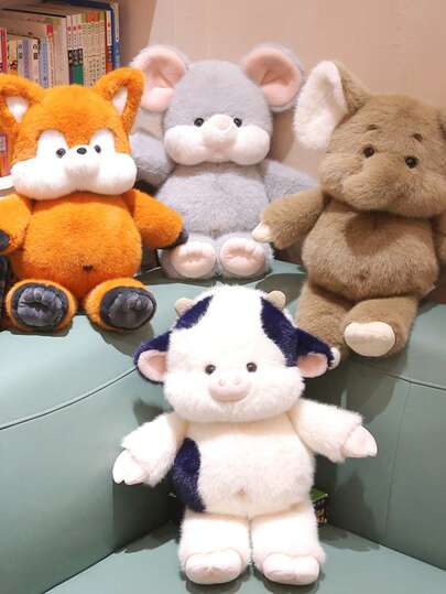 Adorable peluche de veau vache, jouet éléphant, renard mou ultra doux, souris animaux en peluche pour garçons, filles, enfants, tout-petits, cadeaux