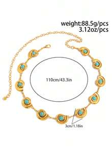 1pc Retro Fashion Personalized Micro-Inlaid Imitation Turquoise Seashell Splice Waist Chain, Summer Beach Seashell Splice Waist Chain Imitation Turquoise Personalized Body Chain Skirt Chain, Suitable For Women's Daily, Resort, Party Wear