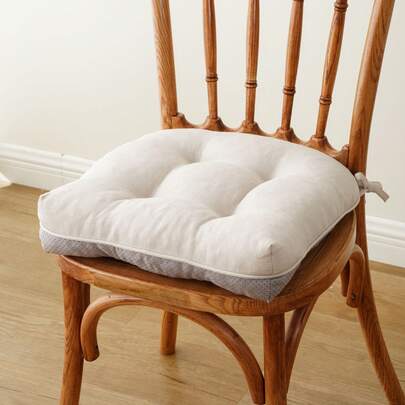 Beige Chair Cushions For Dining Chairs, Thick Seat Cushions For Kitchen Chairs With Non-Slip Backing, Indoor Outdoor Waterproof Chair Seat Pads With Ties, 15.5"X15.5"X4"