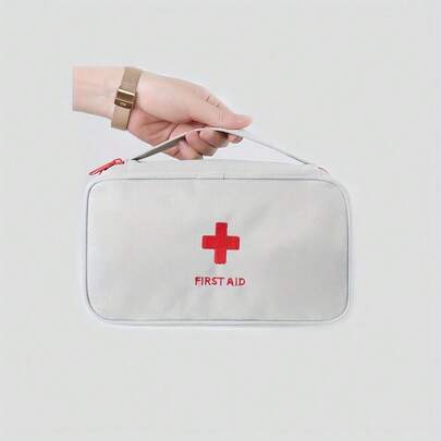 1pc Portable First Aid Bag, Zipper Lightweight Rescue Bag, Simple Medical Kit Multi-Functional Organizer. Compact Student Emergency Healthcare Box, Suitable For Outdoor Medicine Cabinet, Home And Travel Essentials