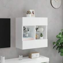 vidaXL Armadio da parete per TV con luci a LED bianco 58,5x30x60,5 cm - Bianco - Visualizzare 5