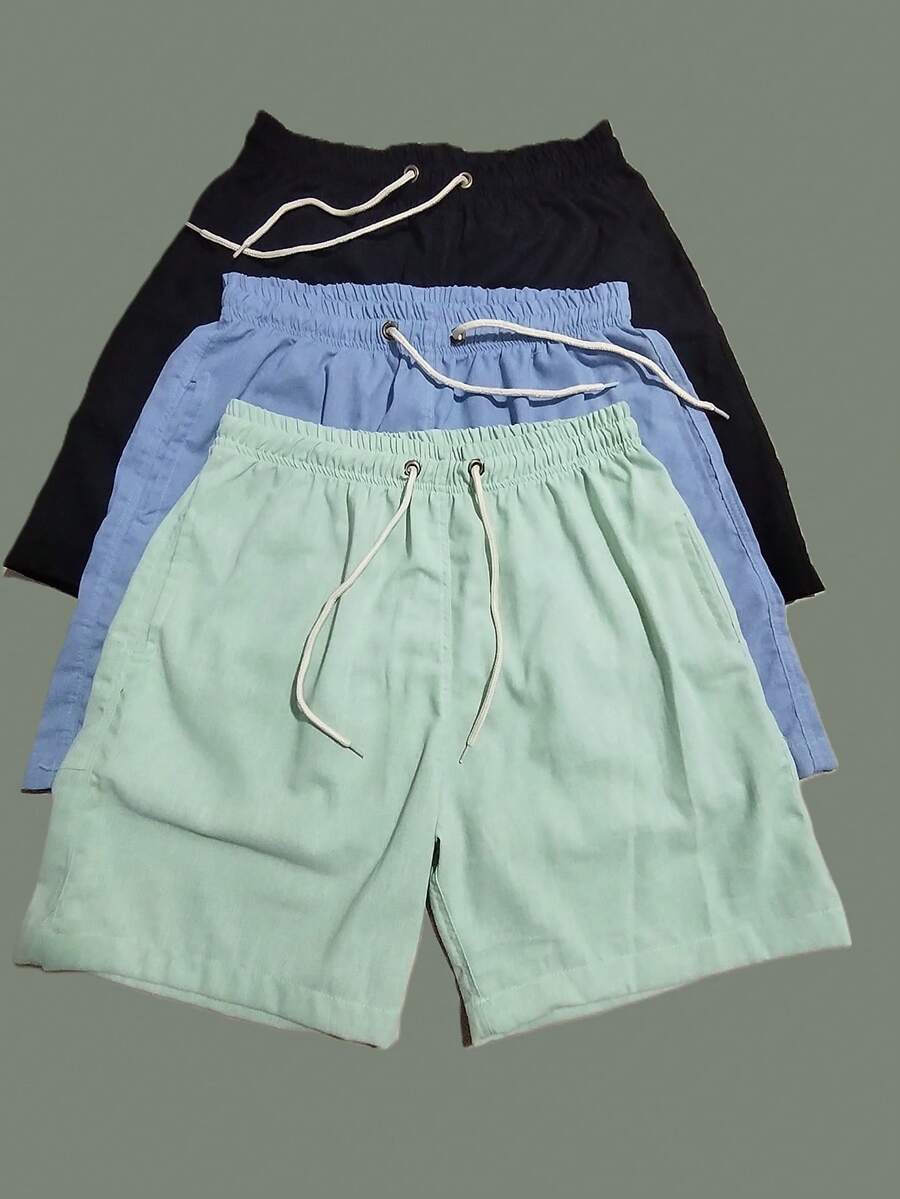 Men's Linen Shorts 3-Piece Kit - Mint Green - View 1
