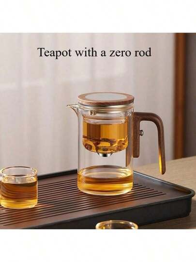 1pc Elegant All-Glass Teapot With Removable Infuser - Precision Brewing Teaware For Loose Leaf Tea, Modern Glass Teapot With Ergonomic Handle For Home & Office Use