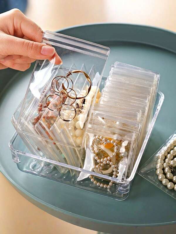 10/30/100pcs Transparent Self-Sealing Jewelry Bags, Anti-Oxidation Jewelry Bags, Jewelry Zipper Bags With Zipper, Independent Jewelry Storage Bags, Dust-Proof Transparent Jewelry Storage Bags, Transparent Portable Jewelry Bags For Convenient Jewelry Organization And Display, Mother's Day Gift, Easter Gift, Jewelry Making, Jewelry Display And Packaging Supplies, Suitable For Home And Travel Use, Valentine's Day Back To School Small Gift