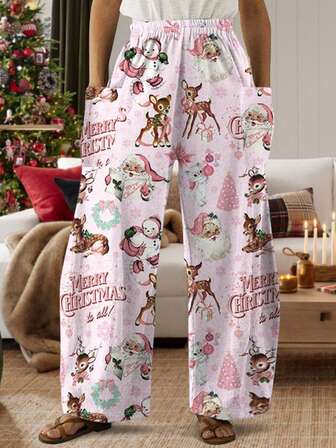 Moderna, avslappnade semesterbyxor, eleganta och mångsidiga dambyxor med slim fit, utomhus-, hem-, rese- och arbetsbyxor, nya, lösa casualbyxor med julmotiv och djurmotiv