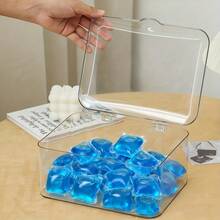 1pc Clear Laundry Pods Organizer With Flip-Top Lid - Plastic Storage Box For Laundry Detergent, Dryer Sheets & Laundry Balls - Space-Saving Rectangular Laundry Room Organizer And Storage Solution, Clear Compartments For Neat Cabinets, Easy Access, And Optimized Closet Setup - Multicolor - View 4