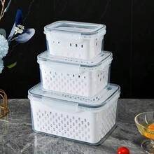 冰箱储物盒冰箱收纳盒新鲜蔬菜水果容器沥水篮食品储藏室厨房用品 - 彩色 - 查看 6