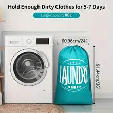 Extra-Large Travel Laundry Bag With Drawstring, Heavy Duty Dirty Clothes Storage Bag, Easy To Install Laundry Basket, Travel Essential, 4 Colors Available, Clear Pattern, Drawstring Closure, Tear-Resistant And High-Quality Polyester, Foldable, Suitable For Travel, Dormitory, Cruise, Storage, Laundry Bag, Storage Bag - Optional - View 8