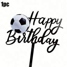 1 pieza/3 piezas/6 piezas Decoración para pastel con temática de fútbol americano/rugby de acrílico negro para fiesta de cumpleaños, diseños de fútbol americano, rugby, tenis, decoración de pastel con temática deportiva