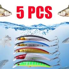 Kit 05 Iscas Artificiais Importadas 1/2 Meia Água de 9 cms e 8,5 gramas Pesca Tucunaré Traíra Dourado Robalo Black Bass - Multicolorido - Visão 2