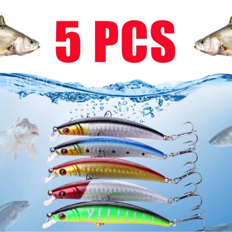 Kit 05 Iscas Artificiais Importadas 1/2 Meia Água de 9 cms e 8,5 gramas Pesca Tucunaré Traíra Dourado Robalo Black Bass