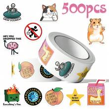 500 miếng dán cuộn meme vui nhộn hoạt hình graffiti decal tự làm sổ lưu niệm điện thoại hành lý ván trượt mũ bảo hiểm xe đạp miếng dán trang trí - Nhiều màu - Xem 3