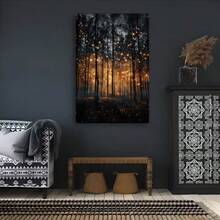 1 件魔法森林墙饰，迷人的萤火虫装饰，喜怒无常的植物帆布墙饰，适用于浴室装饰、房间装饰、美学卧室装饰、家居装饰、客厅装饰、家居饰品厨房装饰、办公室装饰，是生日、情人节、新年、圣诞节、感恩节的完美礼物 - 无框架 - 彩色 - 查看 5