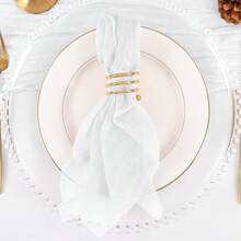 6 Pieces Crinkle Napkins Cloth Hemming 50*50cm/20*20inch Going-Away ​Brunch With The Girls Work & Professional Parties Casual Restaurant ​​Home Decor Accent​ French Bistro Baby Shower Wedding Birthday Picnics Or Barbecues Formal Dinners - White - View 3