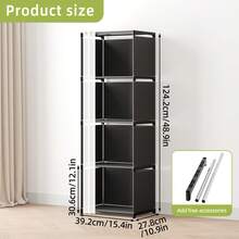 Tomnk 1pc 4tier Portable Wardrobe Closet, White/Black Easy Assembly Cloth Storage Cabinet For Home, Rental House, Dorm Bedroom - Nhiều màu - Xem 3