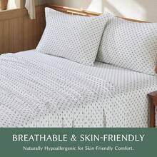 Black Sheets, Deep Pocket, 1800 Thread Count, Soft Breathable, Cute Printed Boho Farmhouse Bed Sheets, Up To 18 Inch - Grey and White - View 9