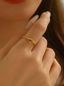 1 Set Classic Minimalist Stainless Steel Knotted Design Jewelry Set, Suitable For Women's Daily Wear