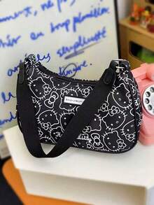 Sanrio 1pc Sanrio Hello Kitty Fashion Shoulder Bag, Pink Ladies Handbag, Made Of Nylon With Polyester Lining, Suitable For Daily Use, Dating, Shopping, And An Ideal Gift