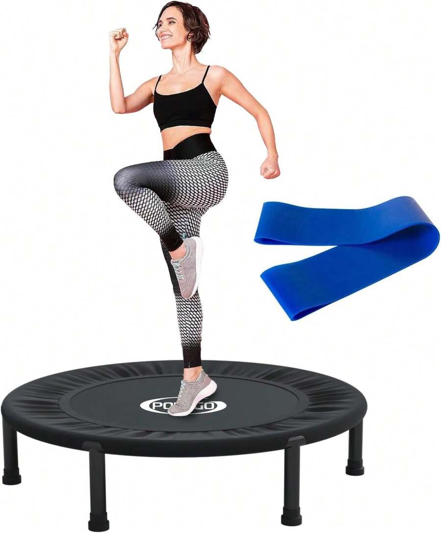 Trampolín de Fitness Portátil,Trampolín de Ejercicio 40 Pulgadas,con Base de 6 Patas y 30 Resortes y 1 Cintas Bandas Resistencia Elásticas Ejercicio de Gimnasio Aeróbico Resitente y Duradero - 1 - Ver 1