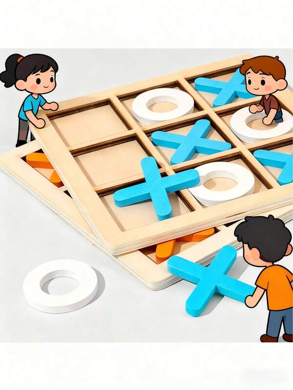 Classic Family Board Game - Wooden Tic-Tac-Toe Set For Adults & Youngsters, Perfect For Travel & Holiday Gifts