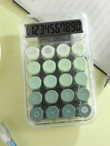 1pc Transparent Gradient Mechanical Keypad Calculator With Cartoon Pattern, 10 Digits Large Display Electronic Calculator For Office, School, Bank Use,School Supplies,Back To School