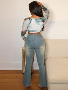 Steph T قميص كاجوال بأكمام طويلة وياقة قوس غير متماثل الذيل للنساء في الربيع والصيف