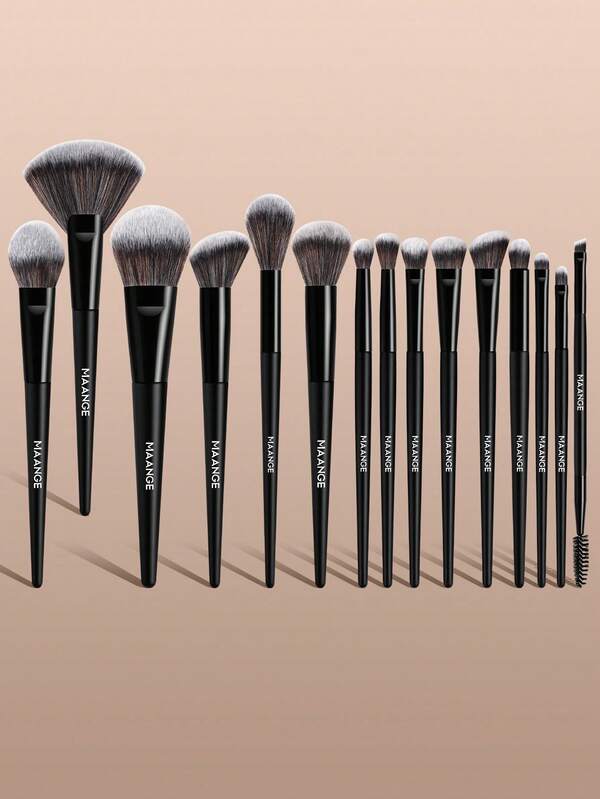 MAANGE 15pcs Soft Makeup Brush Set, Powder Brush Blush Brush Concealer Brush Contour Brush Nose Contour Brush Eyeshadow Brush Dyeing Brush Eyebrow Brush Eyeliner Brush Lip Brush Detail Brush Makeup Tools For Daily Travel Use,Gift For Women & Girl