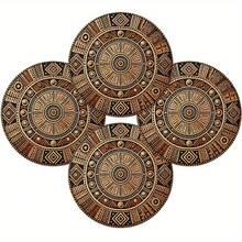 4Pcs Set, African Mud Cloth Round Placemats - Wear-Resistant, Good Wrinkle Resistance, Strong Heat Resistance, Exquisite Printing, Table Mats With Earthy Tones And Traditional Geometric Patterns, Perfect For Kitchen, Dining Room, And Party Decor, Textured Tableware - 01 - View 5