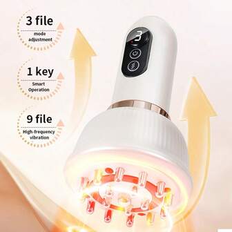 1个可充电1200mAh经络按摩刷，带加热和振动模式，可选择按摩肩部、颈部、腰部，无线刮痧按摩器