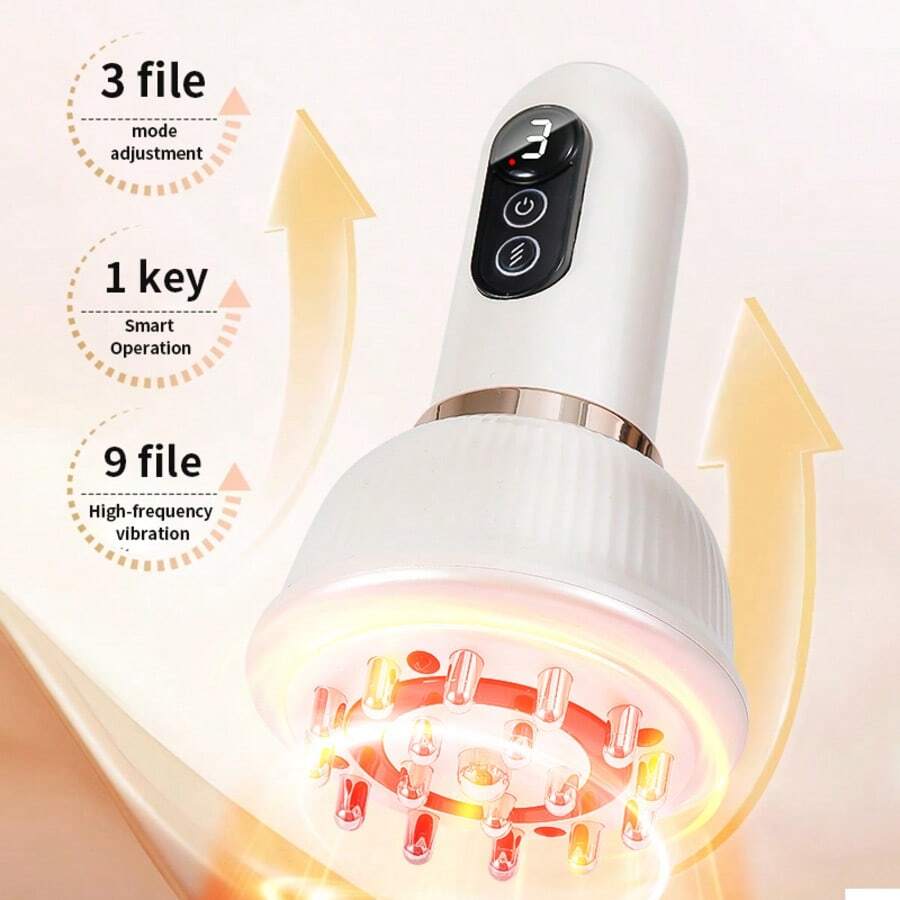 1个可充电1200mAh经络按摩刷，带加热和振动模式，可选择按摩肩部、颈部、腰部，无线刮痧按摩器 - 彩色 - 查看 1