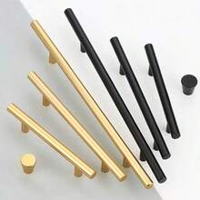 1pc Matte Golden Stainless Steel Cabinet Pulls With Bamboo Screws - Sleek Brushed Finish, Rotating Drawer Handles For Kitchen Cabinets & Dressers - Multicolor - View 1