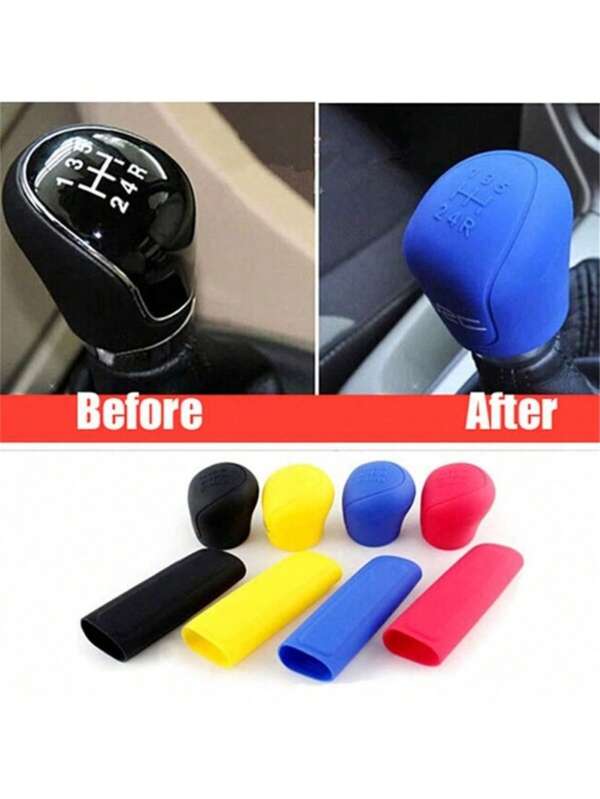 Automotive Interior Parts -2pcs Silicone Gear Sleeve Hand-Slip-Proof And Ash-Proof Universal Gear Head Cover Automobile Manual Gear Lever Sleeve Hand Brake Sleeve