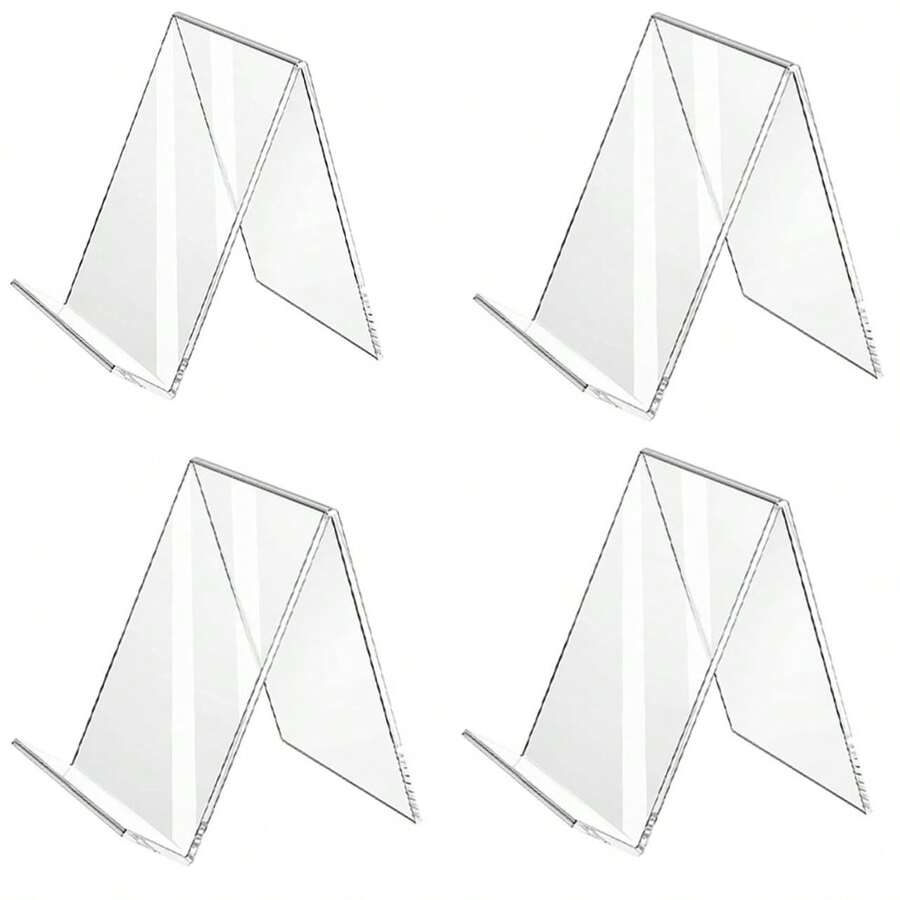 Suporte de acrílico transparente para livros, suporte para livros transparente para armazenamento em mesa, leve e com suporte para biblioteca, escritório e uso no varejo