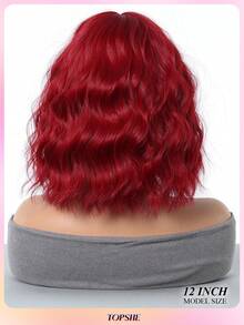 Modische und verspielte weinrote 14-Zoll-Kurzhaar-Bob-Perücke aus hitzebeständigem synthetischem Material für Frauen, für Cosplay, Y2K, Festivals, Geschenke, Halloween-Kostüme