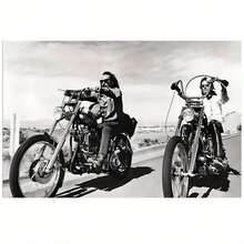 Vintage Motorcycle Movie Canvas Wall Art, 12x18 Inch - Frameless Poster For Home, Office, Cafe Decor - Multicolor - View 1