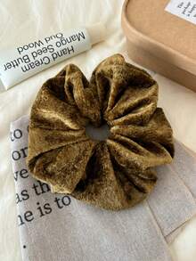 Elegant French Satin Cream White Glossy Oversized Scrunchie, Ladylike Solid Color Hair Tie