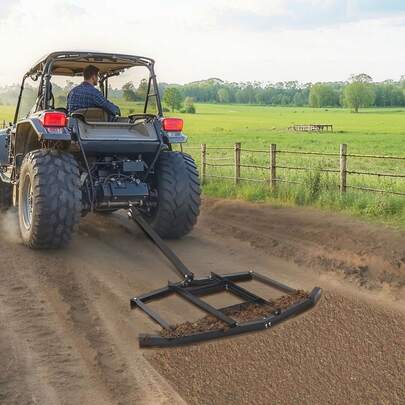 Drag Harrow, 66" Width Tow Behind Drag Harrow, Q235 Steel Driveway Grader With Adjustable Bars & Pin Hitch, Support Up To 50 Lbs, Tractor Driveway Harrow For ATVs, UTVs, Garden Lawn Tractors