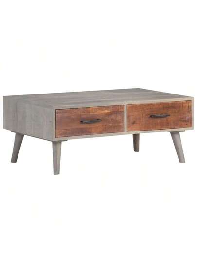 VidaXL Coffee Tafel 100x60x40 Cm Solid Rough Mango Wood Grijs view 11