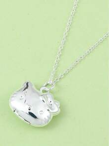 1pc Sanrio Cartoon Cute Hello Kitty Necklace Pendant, Adorable Kitty Clavicle Chain Necklace, Openable Jewelry - Multicolor - View 5