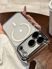 Luxury Electroplated PC Material Magnetic Protective Case, Compatible With IPhone 17 Pro Max, 17 Pro, 17 Air, 17, 16, 15, 14, 13, 12 Pro Max, 11, Supports Wireless Charging, Shock-Proof, With Lens Protection Film - Silver - View 4