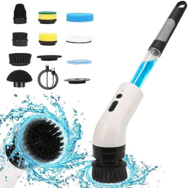 IAGREEA IAGREEA 2025 Electric Spin Scrubber, An Electric Cleaning Brush That Is And Features A Rotating Design. It Can Use Cleaning Solutions And Comes With 9/7/5 Interchangeable Brush Heads, 1500mAH, Offering 2 Adjustable Speeds. This Versatile Scrubber Is Suitable For Bathrooms, Kitchens, Bathtubs, Tiles, Sinks, Walls, Windows, And Cars.